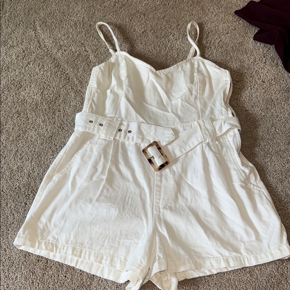 Show Me Your MuMu White Belted Romper